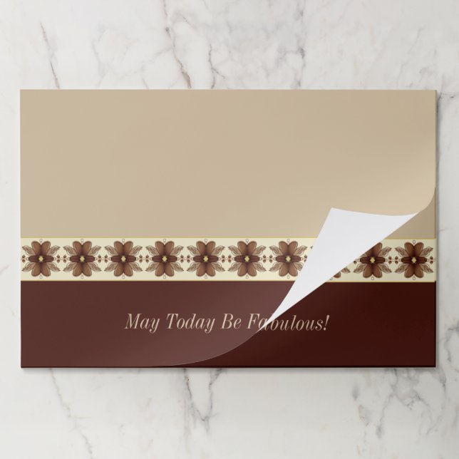 Elegant Brown Floral Paper Placemats (Folded)