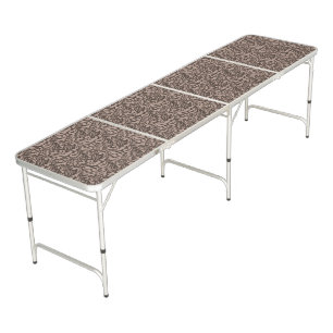 Elegant Brown Floral Pattern on Light Pink Back Beer Pong Table