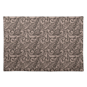 Elegant Brown Floral Pattern on Light Pink Back Cloth Placemat