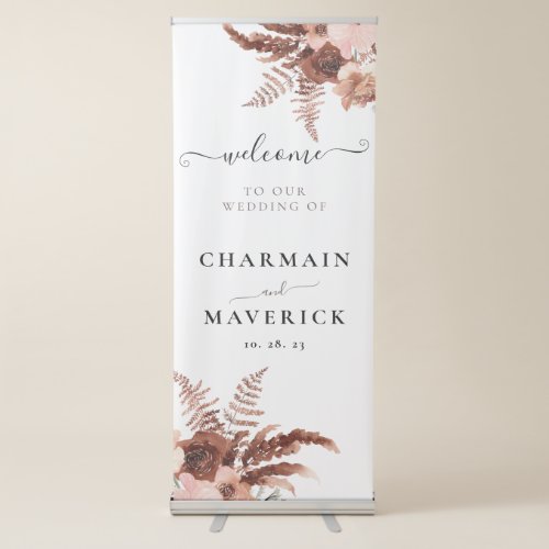 Elegant Brown Floral  Retractable Banner