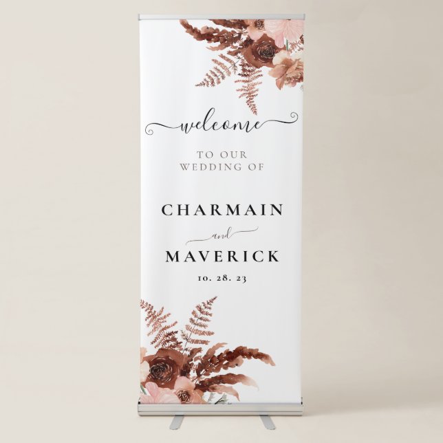 Elegant Brown Floral  Retractable Banner (Front)