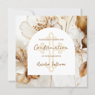 Elegant Brown Flowers Confirmation Invitation