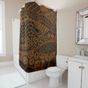 Elegant Brown Geometric Abstract Tribal Pattern Shower Curtain