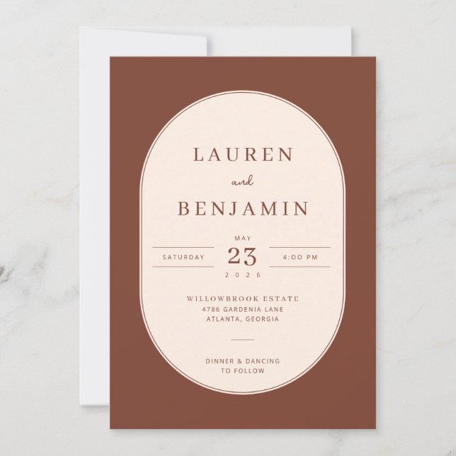 Elegant Brown Geometric Invitation (Front)