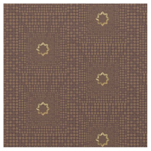 Elegant Brown Geometric Tile Pattern Fabric