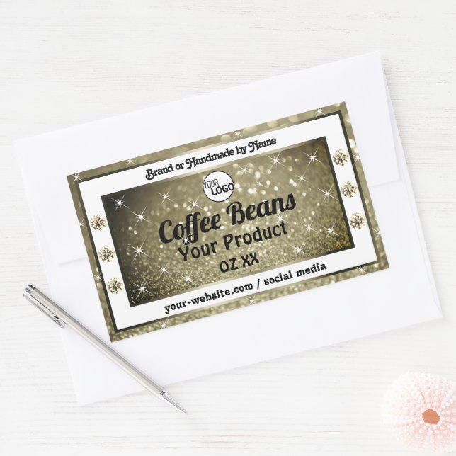 Elegant Brown Glitter Product Labels Diamonds Logo (Envelope)