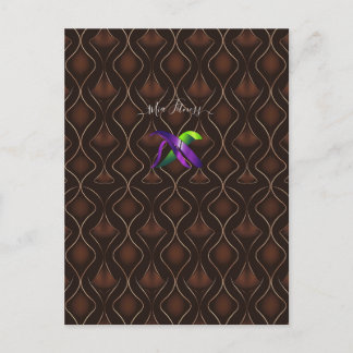 Elegant Brown Gold Art Deco Geometric Pattern Postcard