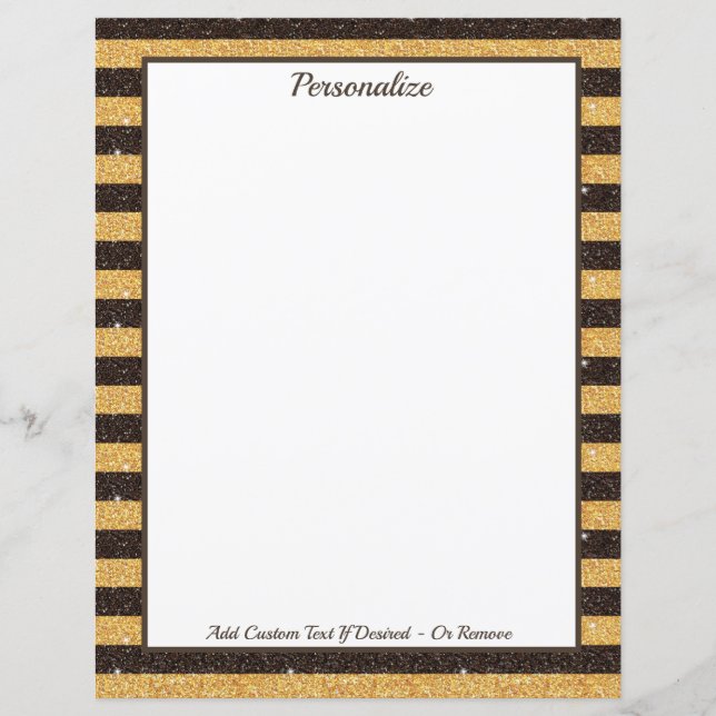 Elegant Brown Gold Glitter Sparkle Personalized (Front)