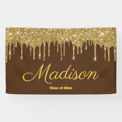 Elegant Brown Gold Graduation Party Class of 2024 Banner