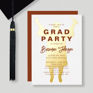 Elegant Brown Gold Graduation Party Foil Invitation