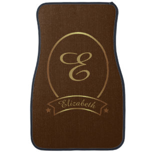 Elegant Brown Gold Personalized Monogram Name Chic Car Floor Mat