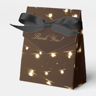 Elegant Brown & Gold String Lights Wedding Favor Boxes