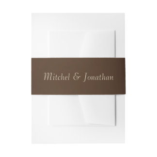 Elegant Brown & Gold String Lights Wedding Invitation Belly Band