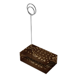Elegant Brown & Gold String Lights Wedding Place Card Holder