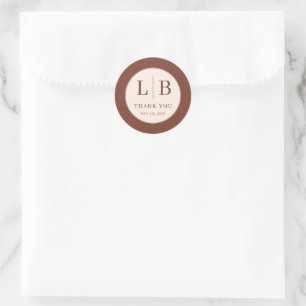 Elegant Brown Gratitude Circle Classic Round Sticker