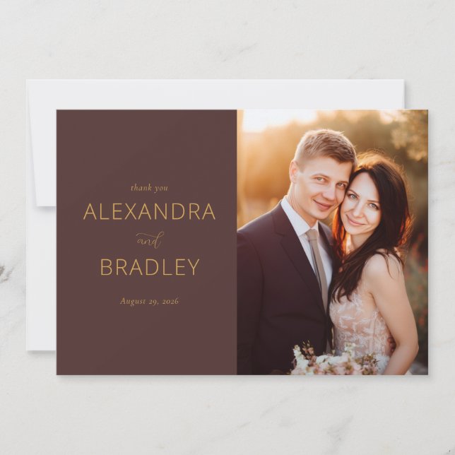Elegant Brown Gratitude Thank You Card (Front)