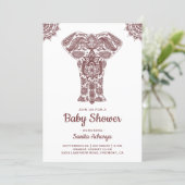 Elegant Brown Henna Indian Elephant Baby Shower Invitation (Standing Front)