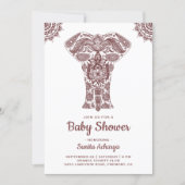 Elegant Brown Henna Indian Elephant Baby Shower Invitation (Front)