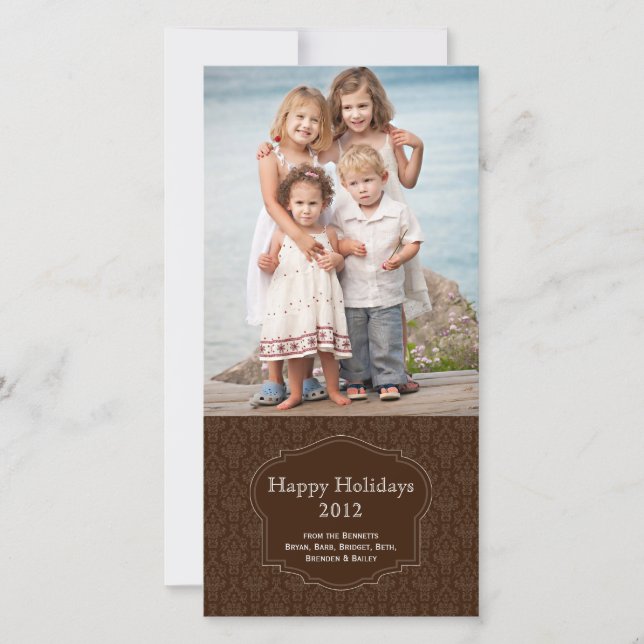 Elegant Brown Holiday Photo card (Front)