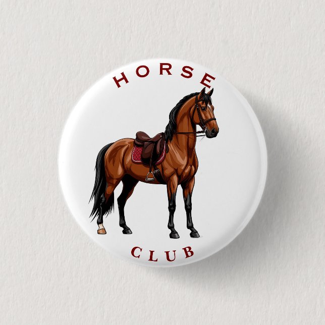 Elegant Brown Horse Button (Front)