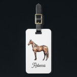 Elegant Brown Horse Equestrian Custom Script Name Luggage Tag<br><div class="desc">Personalized elegant Equestrian Horse Riding Luggage Tag with Custom Name or Text and a beautiful illustration of a chestnut horse.</div>