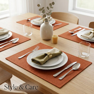 Elegant Brown Leather Look Cloth Placemat Design