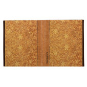 Elegant Brown Leather Look Embossed Flowers iPad Case (Opened)