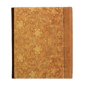 Elegant Brown Leather Look Embossed Flowers iPad Case (Back)