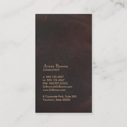 Customizable Elegant Brown Leather Look Professional Classic Business Card