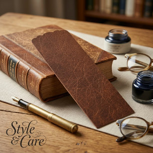 Elegant Brown Leather Texture Bookmark Design
