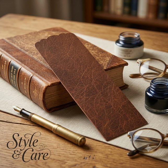 Elegant Brown Leather Texture Bookmark Design (Elegant Brown Leather Texture Bookmark Design)