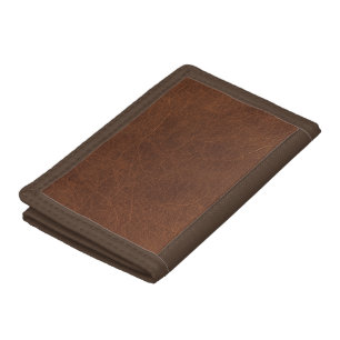 Elegant Brown Leather Texture Trifold Wallet