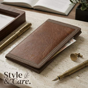 Elegant Brown Leather Texture Trifold Wallet
