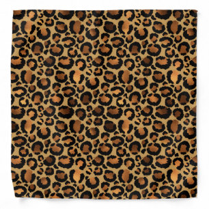 Elegant Brown Leopard Spots Wild Animal Glam Bandana
