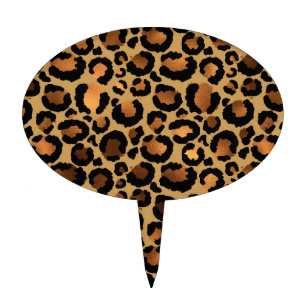 Elegant Brown Leopard Spots Wild Animal Glam Cake Topper