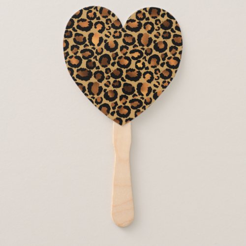 Elegant Brown Leopard Spots Wild Animal Glam Hand Fan