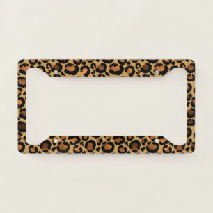 Elegant Brown Leopard Spots Wild Animal Glam License Plate Frame