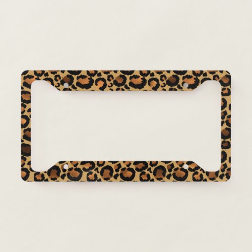 Elegant Brown Leopard Spots Wild Animal Glam License Plate Frame