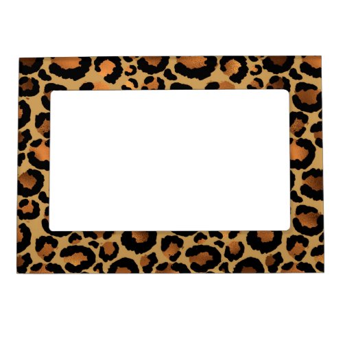 Elegant Brown Leopard Spots Wild Animal Glam Magnetic Frame