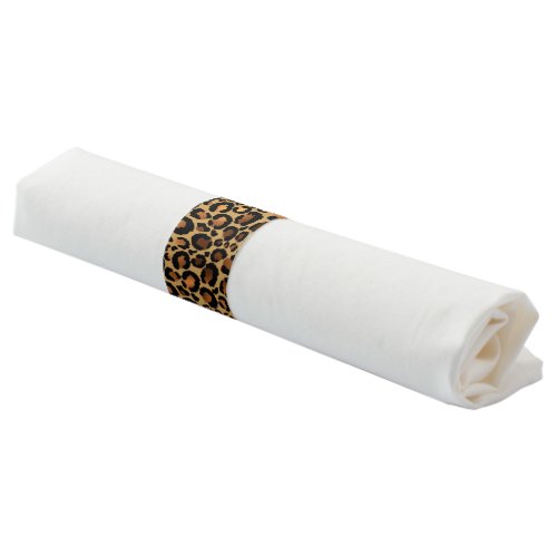 Elegant Brown Leopard Spots Wild Animal Glam Napkin Bands