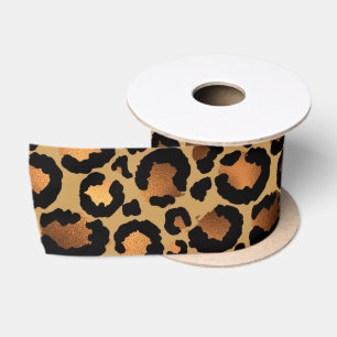 Elegant Brown Leopard Spots Wild Animal Glam Satin Ribbon