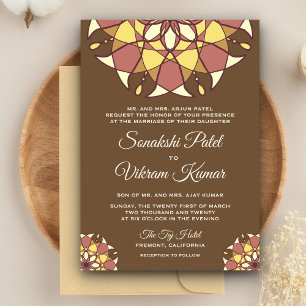 Elegant Brown Mandala Indian Wedding Invitation