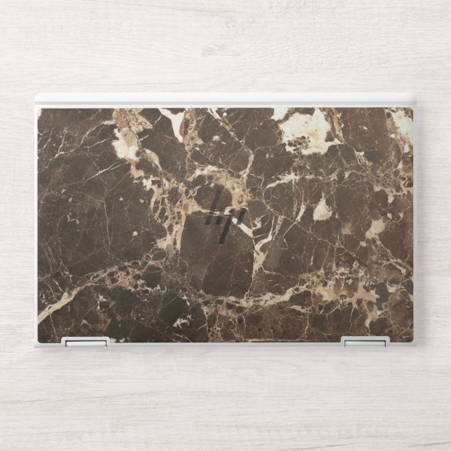 Elegant brown marble HP laptop skin (Front)