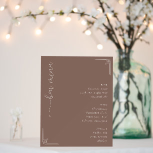 Elegant Brown Minimalist Menu Foam Board