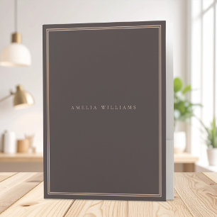 Elegant Brown Minimalist Monogram Name Pocket Folder