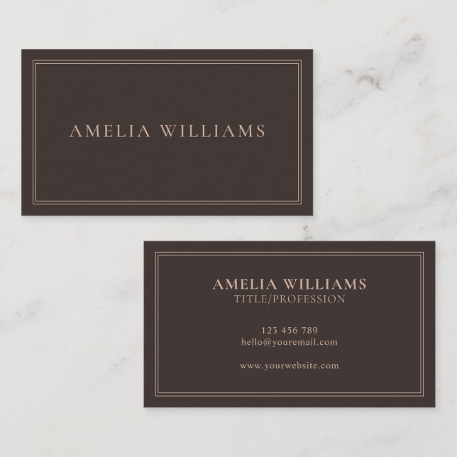 Elegant Brown Minimalist Professional Business Card (Front/Back)