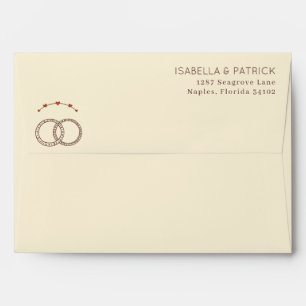 Elegant Brown Minimalist Rings and Hearts Envelope