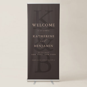 Elegant Brown Modern Wedding Welcome Retractable Banner