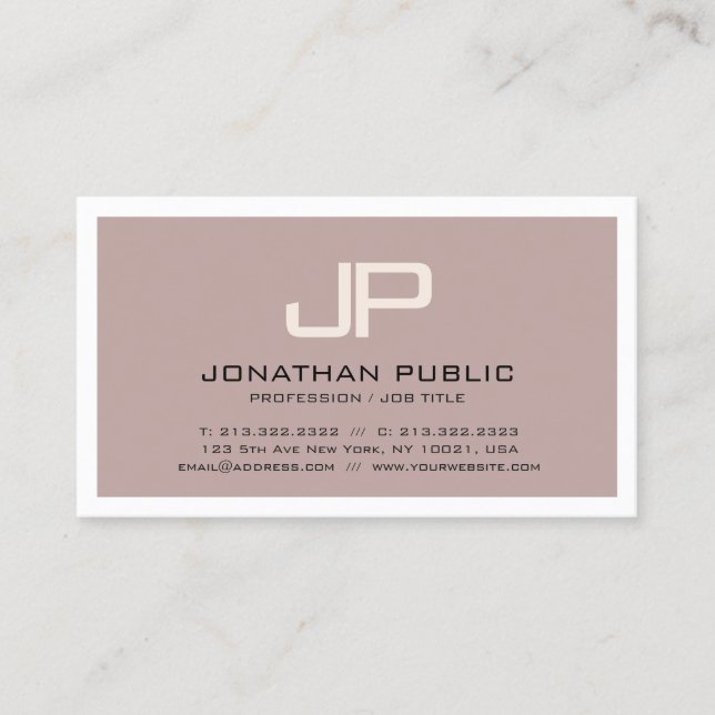 Elegant Brown Monogram Design Modern Professional Business Card (Front)