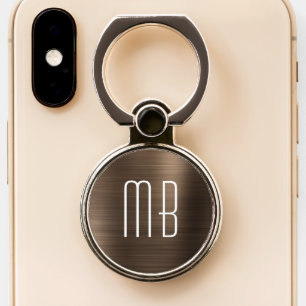 Elegant Brown Monogram Phone Ring Stand